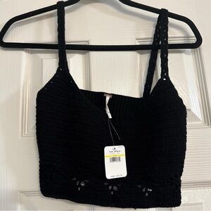 Free People Black Crochet Crop Top